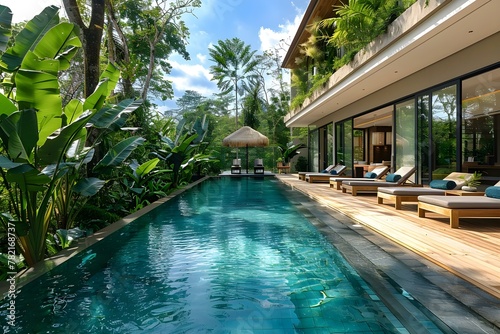 Serenity Poolside  Modern Oasis with Lush Greens. Concept Poolside Serenity  Modern Oasis  Lush Greens