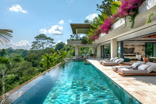 Bali Villa Elegance  Infinity Pool and Tranquil Nature. Concept Bali Villas  Infinity Pool  Tranquil Nature  Luxury Accommodation