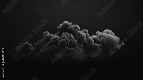 Smog, toxic fog or black smoke clouds. Modern illustrations of dark steam, smoke mist from fire, explosion, burning coal, carbon, or carbon dioxide. Black fume texture isolated on transparent
