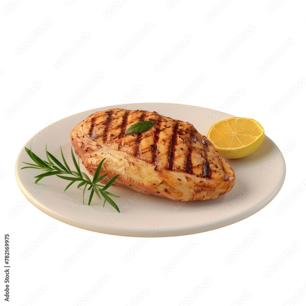 Plate with chicken and lemon