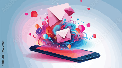 Smartphone and envelope icon. Email marketing messa photo
