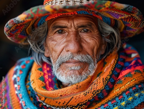 Vivid portrait of a Chilean man, the soul of South America