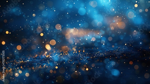 festive atmosphere with magic blue holiday abstract glitter background, sparkling stars and blinking lights create merry christmas and happy new year banner, vibrant backdrop for seasonal celebration photo