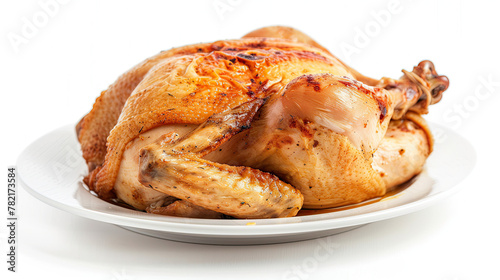Roast chicken isolated on white background