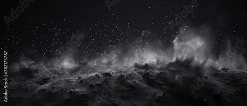 Dynamic dust explosion on black background