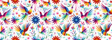Big collection of traditional elements of Mexican pattern Otomi, flowers, leaves, birds, animal