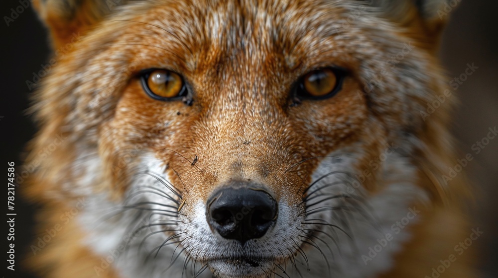 Fototapeta premium fox on green forest meadow, wildlife photography of red fox hunting in natural habitat