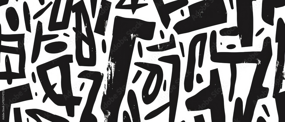 Black and white abstract calligraphy-style art
