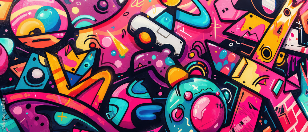 Colorful graffiti with a whimsical style Colorful graffiti with a whimsical style