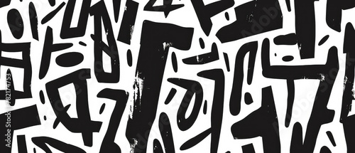 Black and white abstract calligraphy-style art