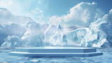 plataforma vazia de mockup com  gelo e icebergue 
