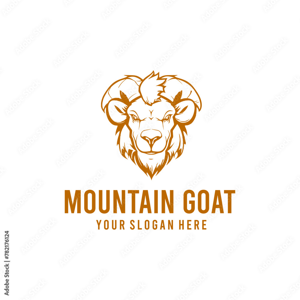 Mountain goat, animal and mascot logo vector illustration