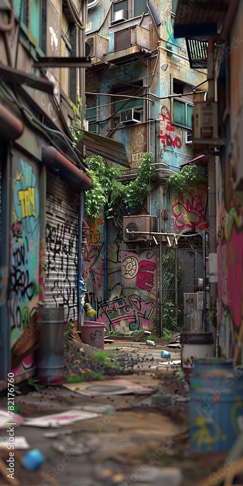 Fototapeta premium From Walls to Wonder: The Vivid Awakening of 2D Graffiti into Animated 3D Artistry