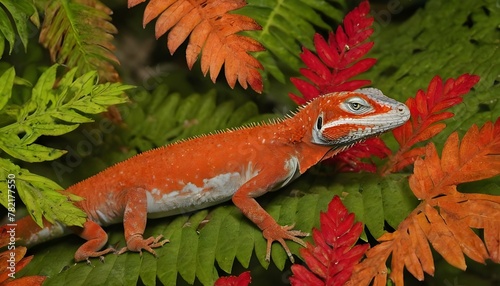 A-Lizard-Camouflaged-In-Vibrant-Foliage-