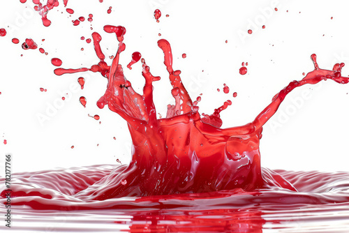 a red liquid splashing into the water