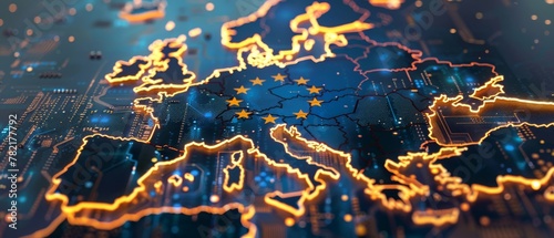 Western Europe's digital tapestry, weaving together the threads of the EU's digital single market, photo