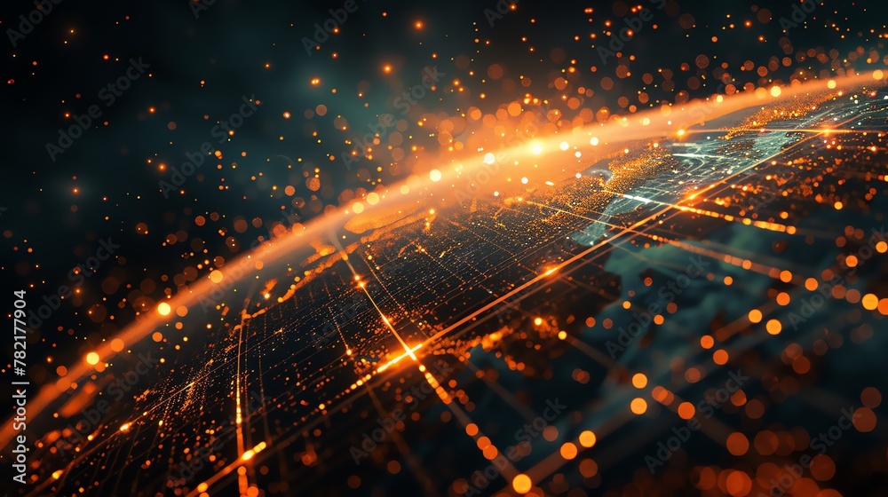 Abstract digital Earth with glowing data streams, concept of global connectivity Abstract digital Earth with glowing data streams, concept of global connectivity