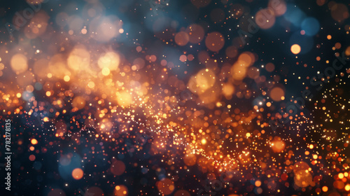A depiction of abstract festive celebration featuring glitter and bokeh effects  invoking a magical ambiance on a dark background.