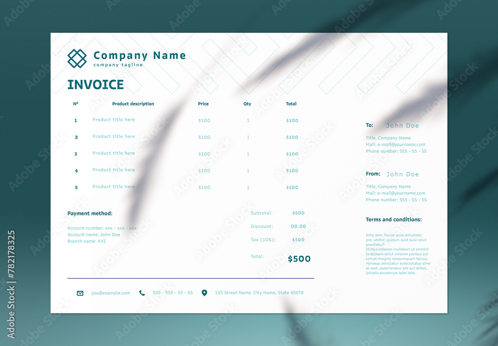 Modern Invoice Layout Stock Template | Adobe Stock