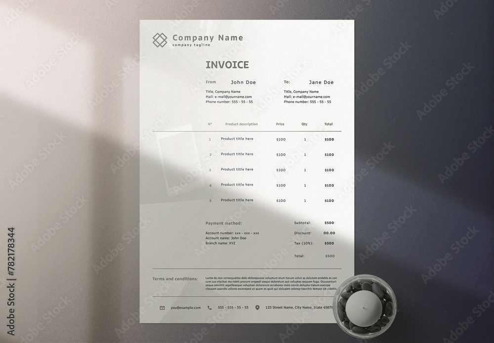 Modern Invoice Layout Stock Template | Adobe Stock