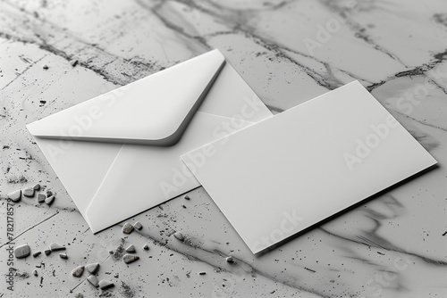 Minimalist White Envelopes on Marble photo