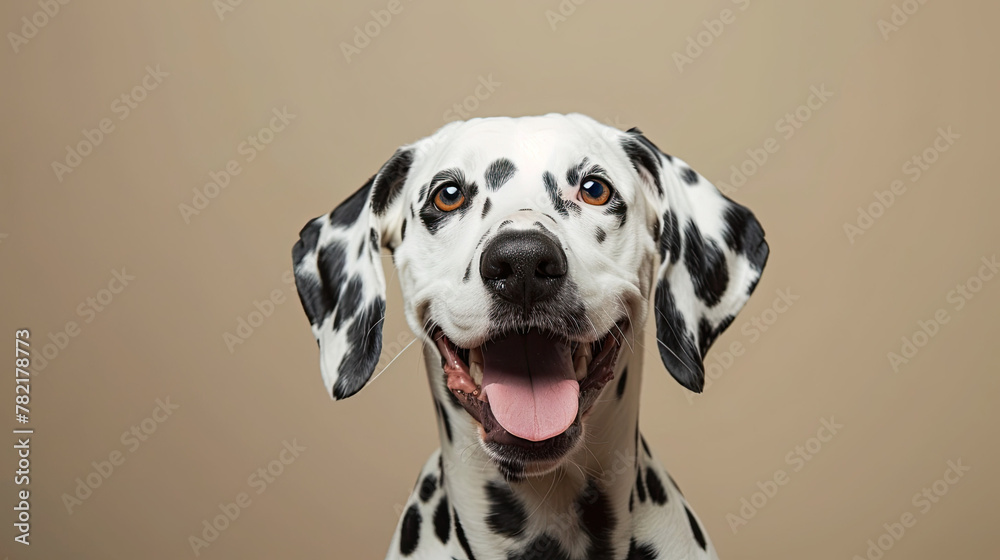 Studio portrait of a dalmatian dog with a happy face Studio portrait of a dalmatian dog with a happy face