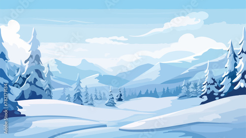 Snowscape nature scene icon 2d flat cartoon vactor © Mishi