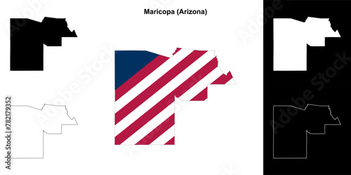Maricopa County (Arizona) outline map set photo