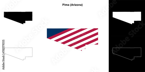 Pima County (Arizona) outline map set photo