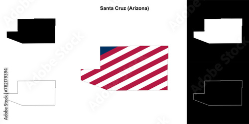 Santa Cruz County (Arizona) outline map set photo