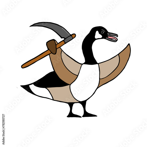 Angry Canadian Goose Holding a Scythe 