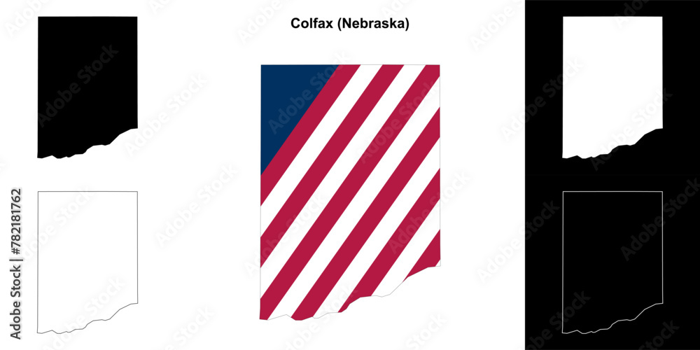 Naklejka premium Colfax County (Nebraska) outline map set