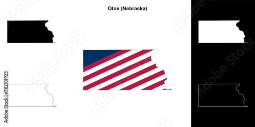 Otoe County (Nebraska) outline map set photo