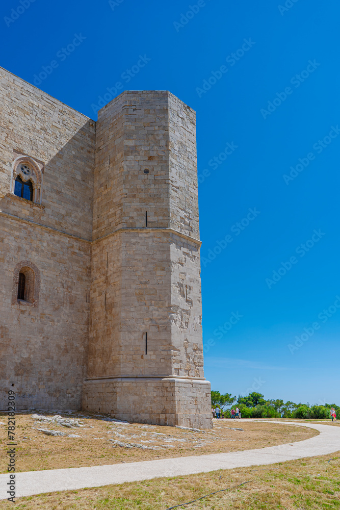 View of Castel del Monte, the famous castle built by the Holy Roman Emperor Frederick II. World Heritage Site since 1996.