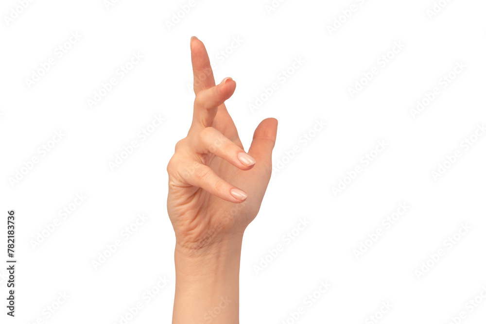 Woman hands isolated on a white background. Nude nail polish. Woman hands isolated on a white background. Nude nail polish.