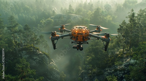 Capture a drone assisting emergency responders in search and rescue missions photo