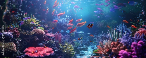 Underwater scenery with colorful fishes and corals. © Milan