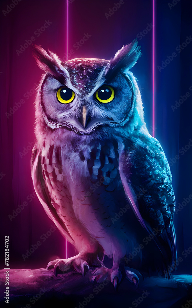 An Owl with neon effect An Owl with neon effect