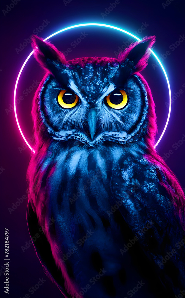 An Owl with neon effect An Owl with neon effect