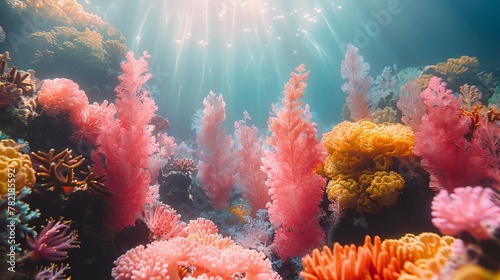 Corals color palette in an underwater photography shoot