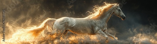 Horse galloping, mane flowing with the grace of G photo