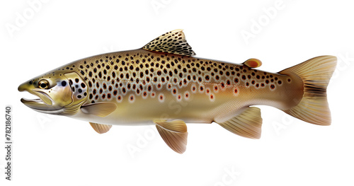 Brown trout fish or Salmo trutta isolated on white photo