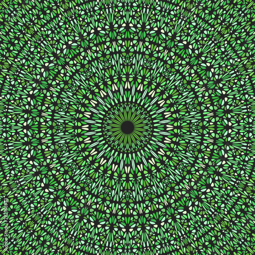 Geometrical oriental radial flower ornament pattern background - hypnotic abstract colorful vector artwork