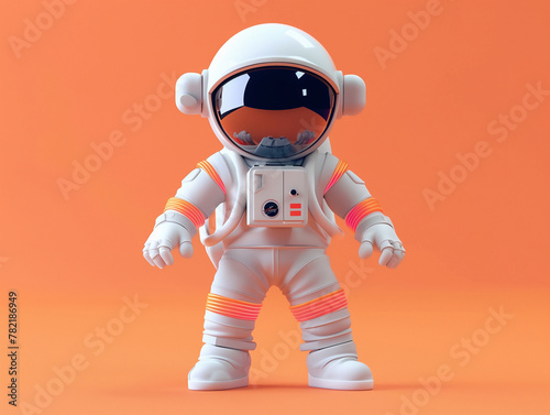 3d walking astronaut in white space suit and helmet. Front view. © kovaleva_ka