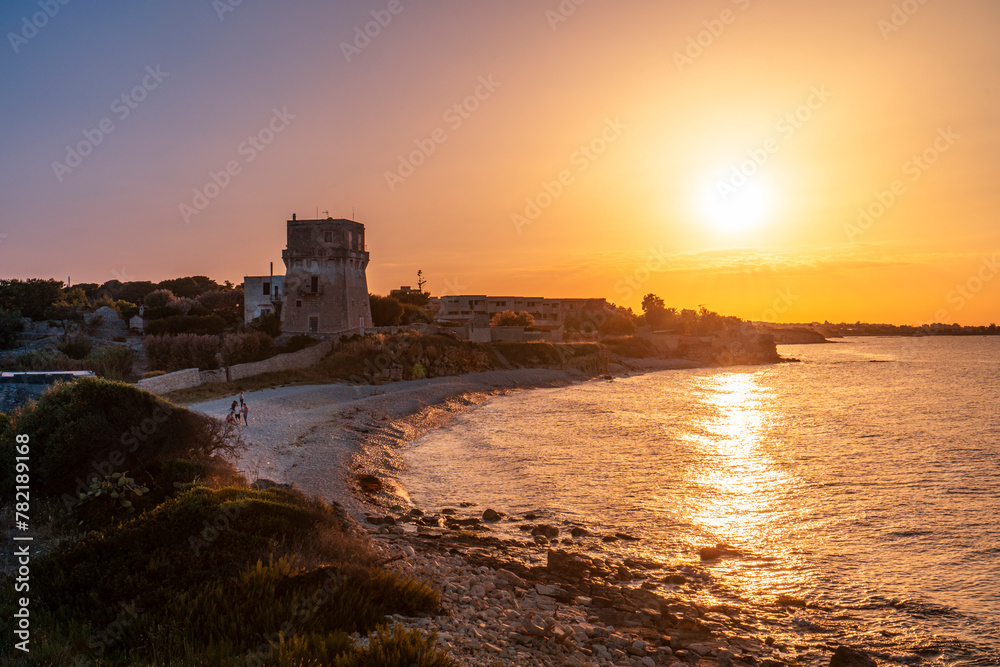 La Torretta beach on sunset in Bisceglie city in south Italy (Apulia, Italy)
