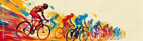Cyclists in a race sketch. Dynamic motion concept in a hand-drawn style. Tour de france competiotion