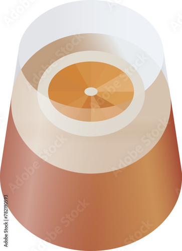 Negroni Cocktail in old fashioned glass with orange slice. Aperol or Campari Alcoholic Beverage with citrus. Vector illustration.