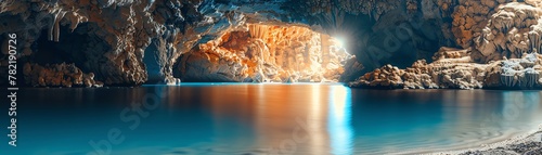 Secret underwater cave, mysterious, adventure photography, aquatic exploration