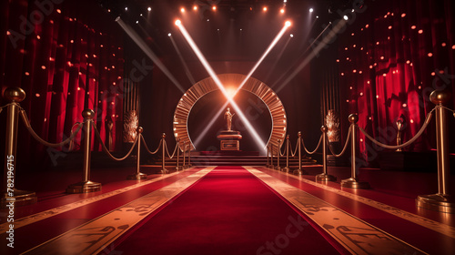 Red and gold magic stage isolation background, Illustration 