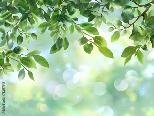 Summer background  green tree leaves on blurred background